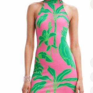 Desigual Pink and Green Mini Dress